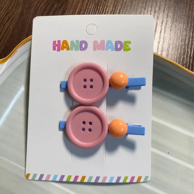 2 Stück/Set neue süße Knopf Haarnadeln für Baby Mädchen Süßigkeiten Farbe Pony Clip haarspangen mädchen haarklammer Haarschmuck – Detail 5
