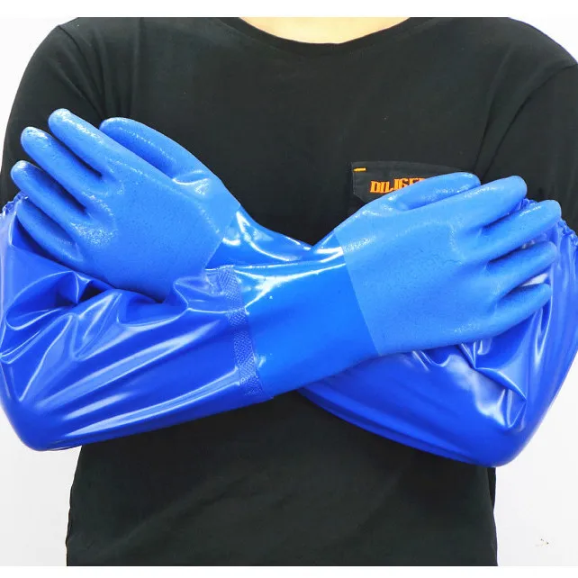 Waterproof gloves lengthened and thickened anti-slip wear-resistant aquatic industry oil-proof labor protection gloves