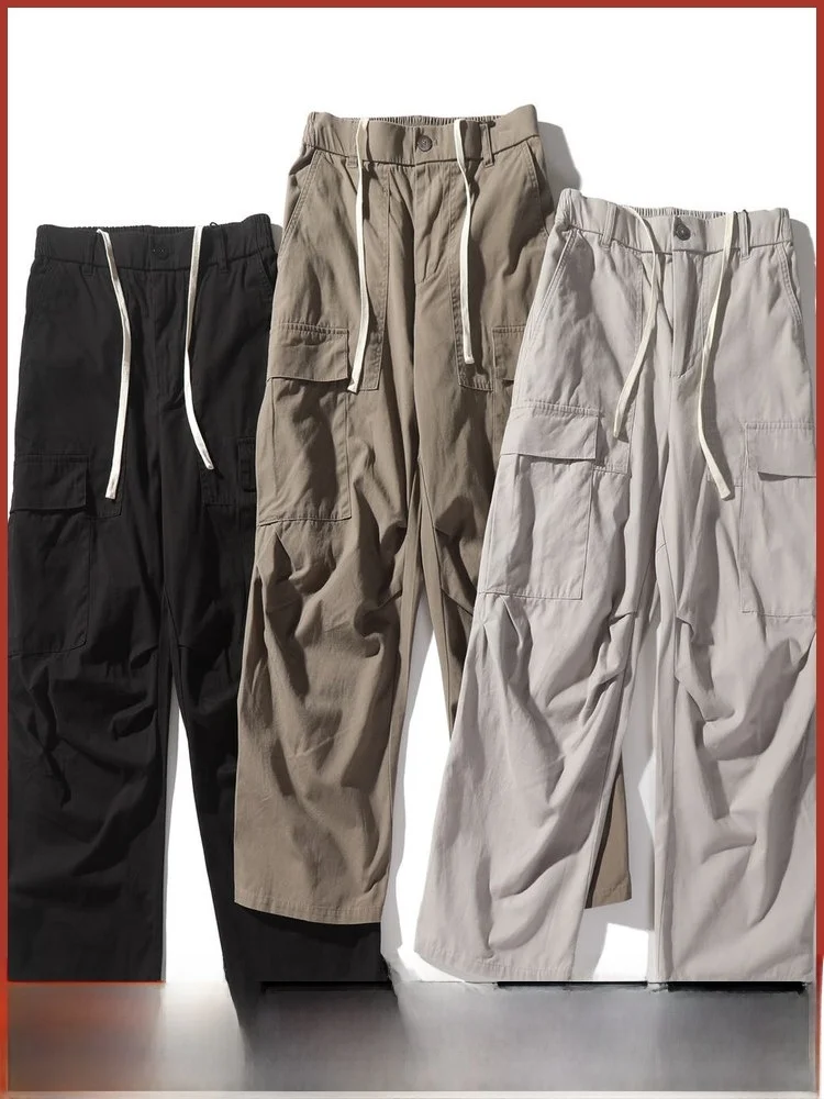 

American Sle Workwear Casual Pants Men's Straight Leg Cotton Jeans Waed f Elastic Waist Comfortable Breathable