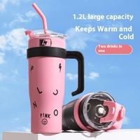 1200ML Giant Insulated Tumbler with Handle Straw Ice Retention Travel Mug for Car Office Outdoor Big Capacity Thermoses Cup