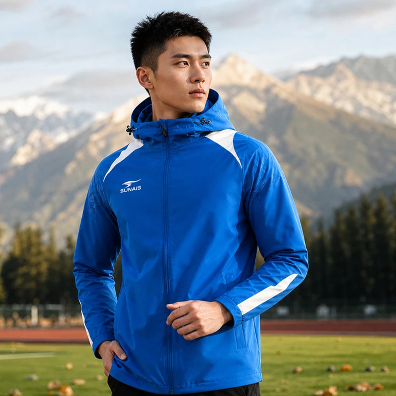 sunais-men's-windbreaker-running-jacket-soccer-kids-hooded-windproof-coat-training-waterproof-jacket-quick-breathable-730350