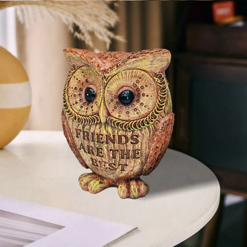 

1 шт., статуя совы из коры дерева, художественная скульптура из смолы, домашний декор, фигурка для гостиной, ТВ-шкафа, настольного декоративного центрального элемента для комнаты