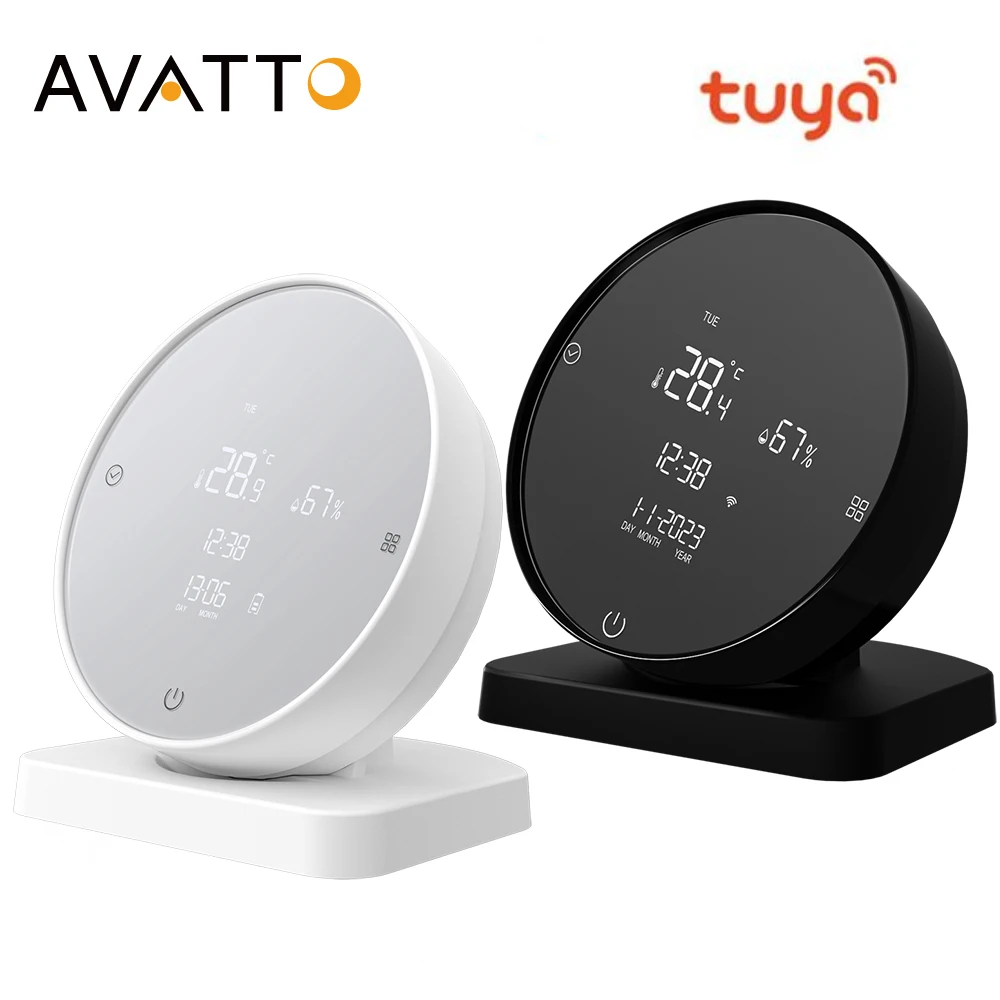 AVATTO Tuya WiFi Smart Temperature and Humidity Sensor Battery Powered Smart Home Security,Work With Alexa Google Home