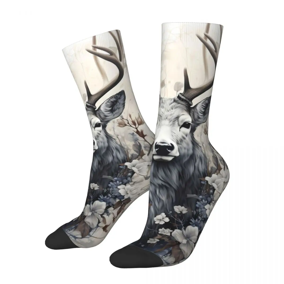 Elk Deer Sock Printed Man Polyester