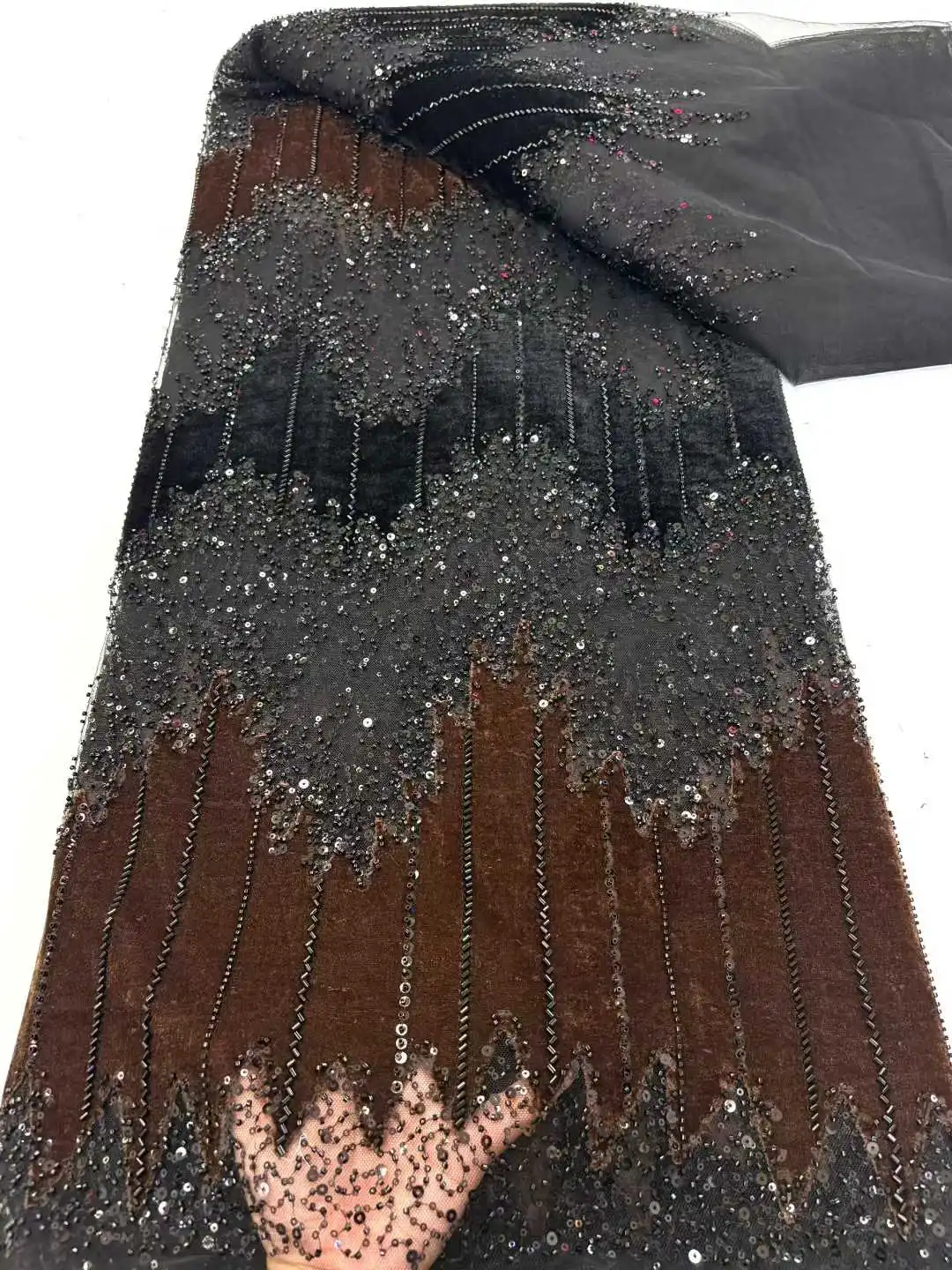 African Velvet Lace Fabric 2025 Nigerian Lace 5 Yards French Velvet Lace Fabric For Party Wedding Dress Sewing Cloth XC65HN-22