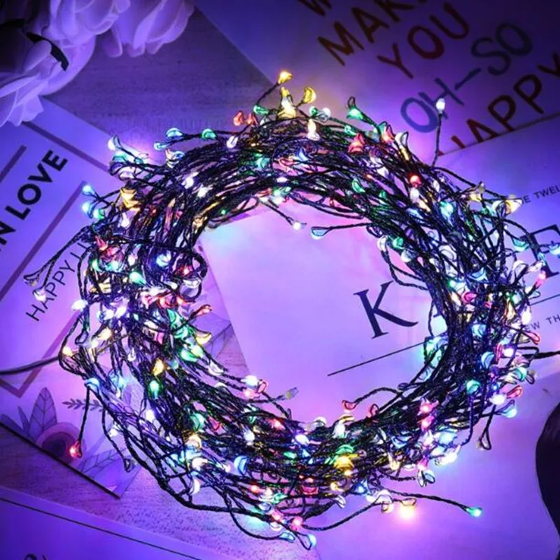 أضواء LED أضواء سلسلة الأسلاك النحاسية أقدام حريش سوداء أضواء الديكور في ساحة العطلات الداخلية والخارجية #6