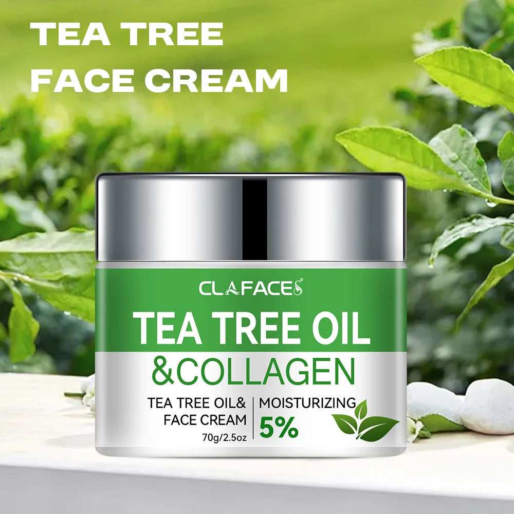 CLAFACES Crema facial con aceite de árbol de té, crema antienvejecimiento y eliminación de pecas, crema de cuidado facial diaria con ingredientes naturales