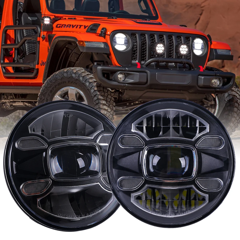 

1 Pair of 7 inch led headlight Off Road 4X4 Accessories 7inch Round Led Faros Headlight Car Headlamp For jeep Jk Tj Motorcycle