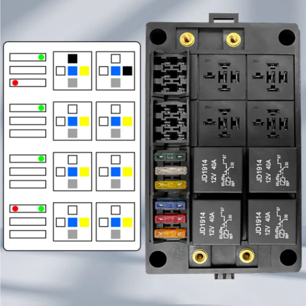 12V 24V 4 5 Pin Relay 12 15 Way ATC/ATO Fuse Relay Box Fuse Block with Relay Universal Waterproof Kit For  Auto Car Marine