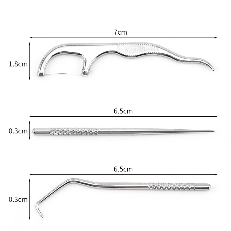 Ensemble de sac de anciers de cure-dents en acier inoxydable réutilisable portable, fil dentaire, nettoyage des dents, pique-nique en plein air, camping, soins bucco-dentaires