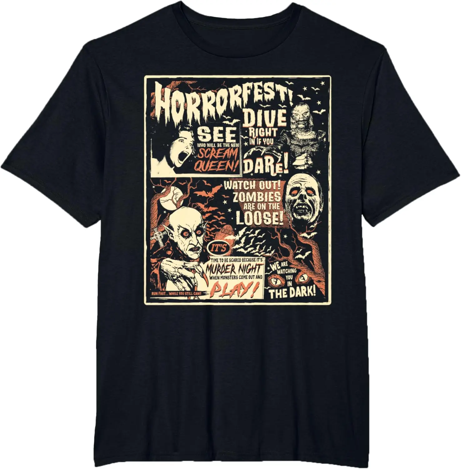 

Horror Movie Poster Graphic Printing Summer Luxury Brand Cotton Men's and Women's T-Shirts Short Sleeves Street Fashion Trend
