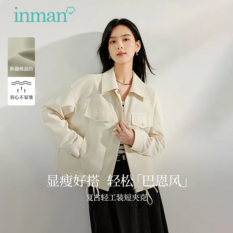 

Inman 2025 Spring New Women's Commuting All-Match Drawstring Short Coat - Loose and Slim Fit Utility Jacket Top