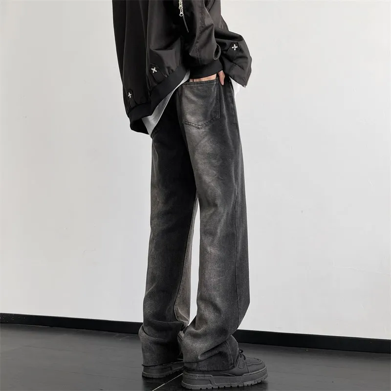 

Waed adient Vintage Men's Jeans High Street Straight Loose Wide Leg Casual Long Pants Autumn Season Loose Straight Cut