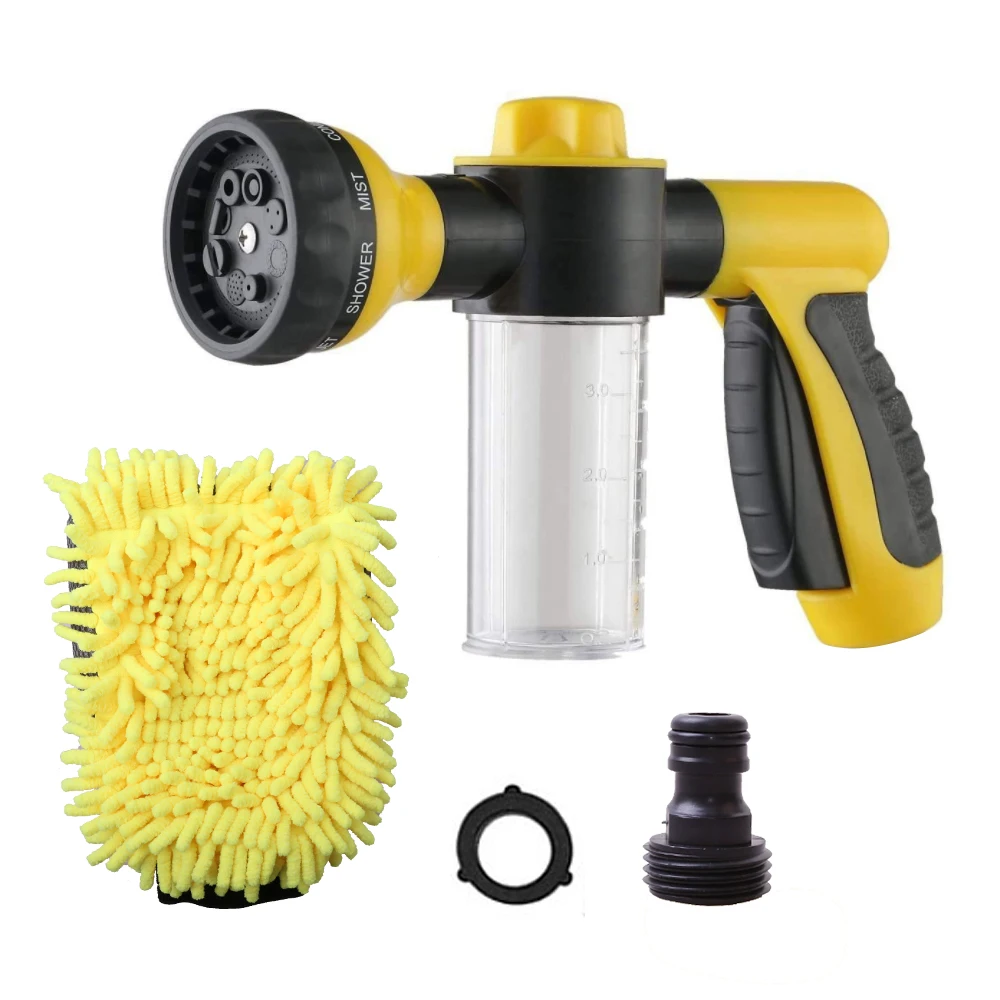 

Water Gun Hose Nozzle Spray High Pressure Sprinkler Foam and Waterproof Car Wash Microfiber Chenille Gloves Double-faced