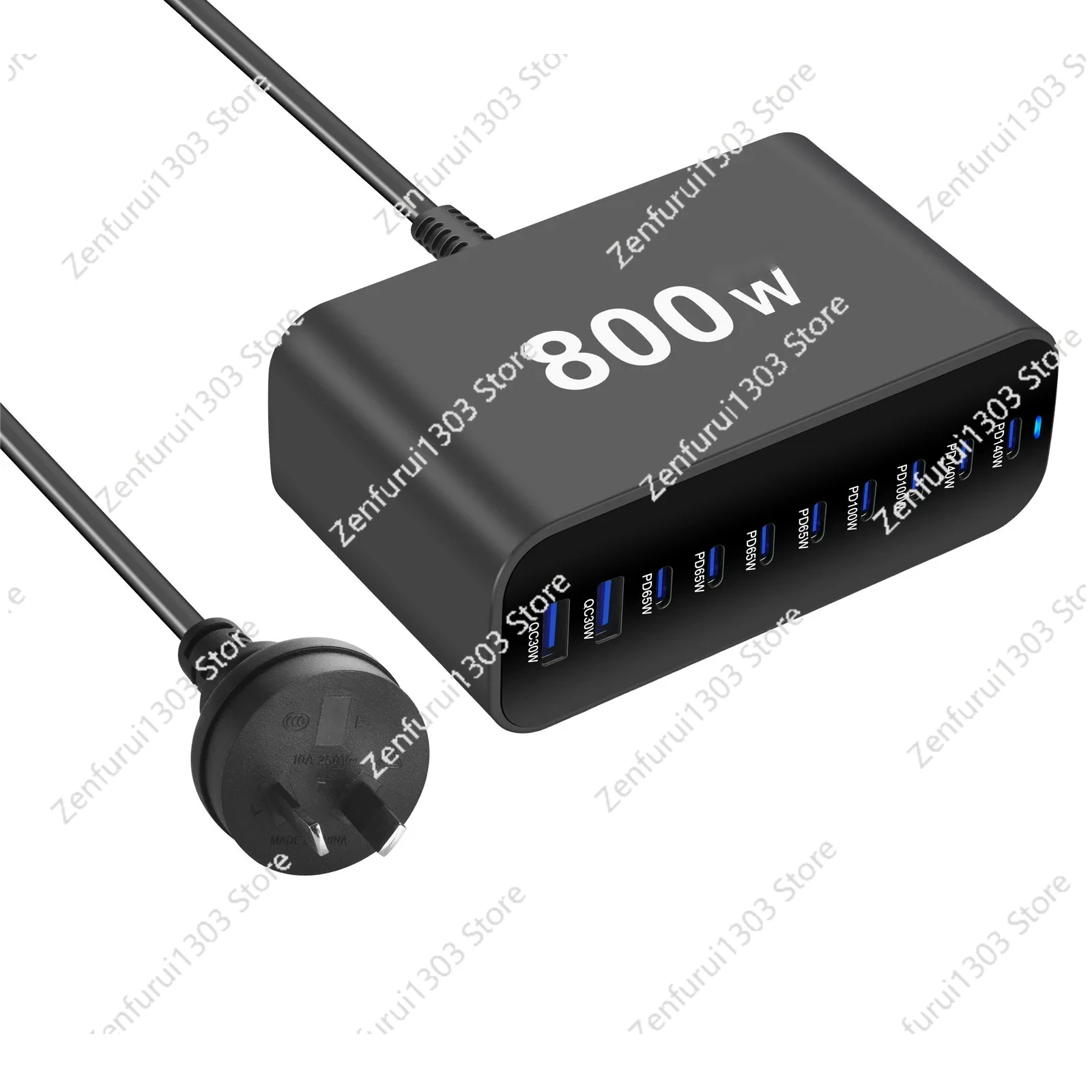 

New 800W 8C2A USB C Charger Portable 10-Port USB C Charging Station Desktop Charger for Mobile Phones, Tablets, etc.