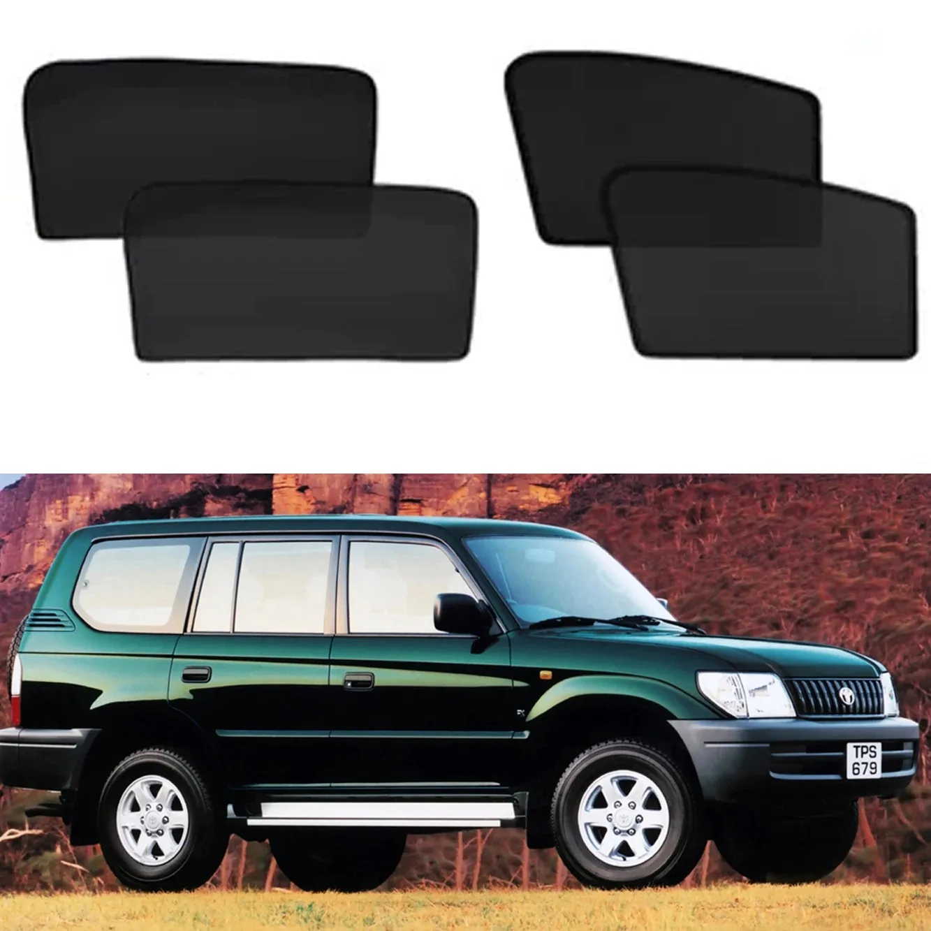 

Magnetic Car Sunshade Shield Front Windshield Frame Sun Sahde Accessories For Toyota Land Cruiser Prado J90 5 Doors 1996 - 2001