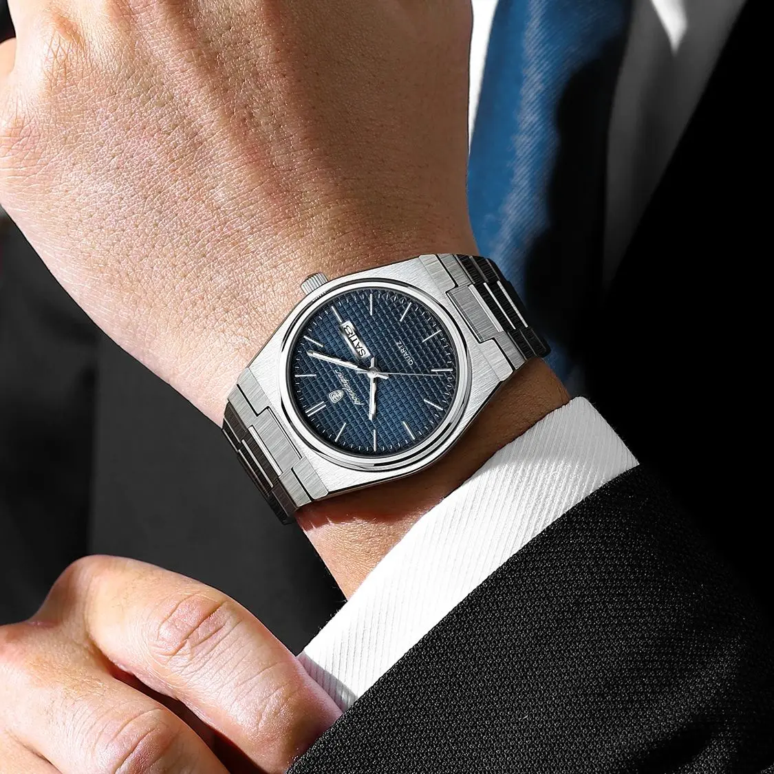 POEDAGAR оригинальные мужские часы светящиеся водонепроницаемые мужские наручные часы из нержавеющей стали дата неделя кварцевые деловые мужские часы + подарочная коробка