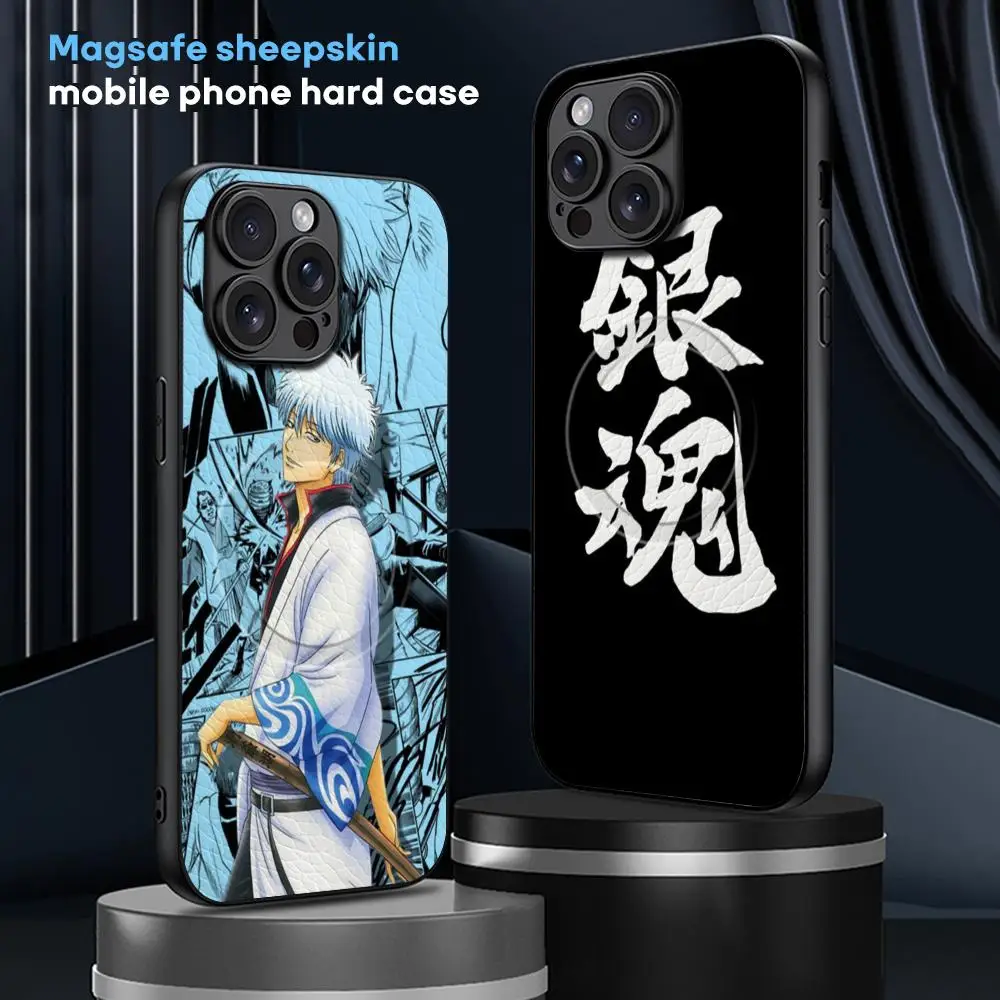 Classic hot cool GinTama Phone Case For iPhone 16 15 14 13 12 11 Plus Pro Max  High-end Luxury Magsafe Sheepskin