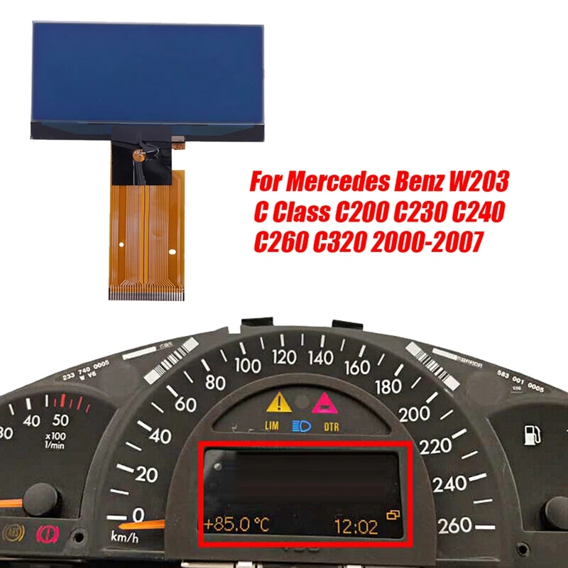 

Car LCD Display Screen for Mercedes Benz W203 C Class C200 C230 C240 C260 C320 2000-2007 Instrument Cluster Pixel Repair