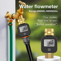 Digital Water Flow Meter High Accuracy IPX5 Water Consumption and Flow Rate for Garden Irrigation Hose Brass Metal Flow Meter