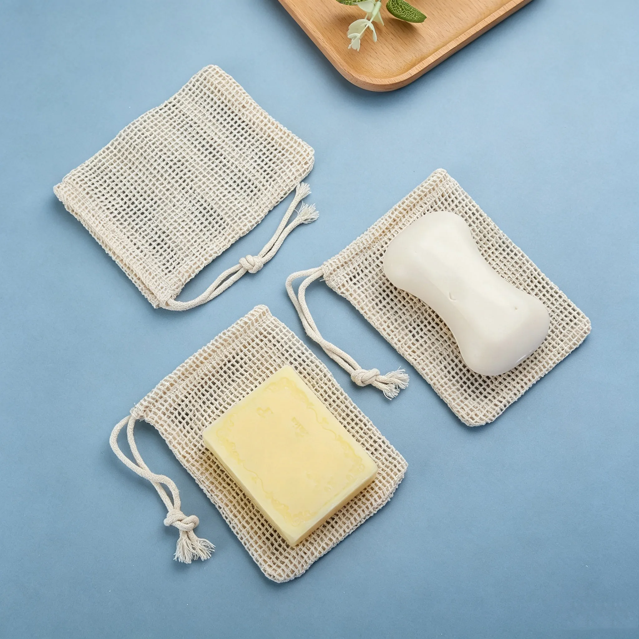 1/3/7PCS Eco-friendly Natural Cotton Soap Bag Handmade Lathering Mesh Pouch For Body Cleansing Care