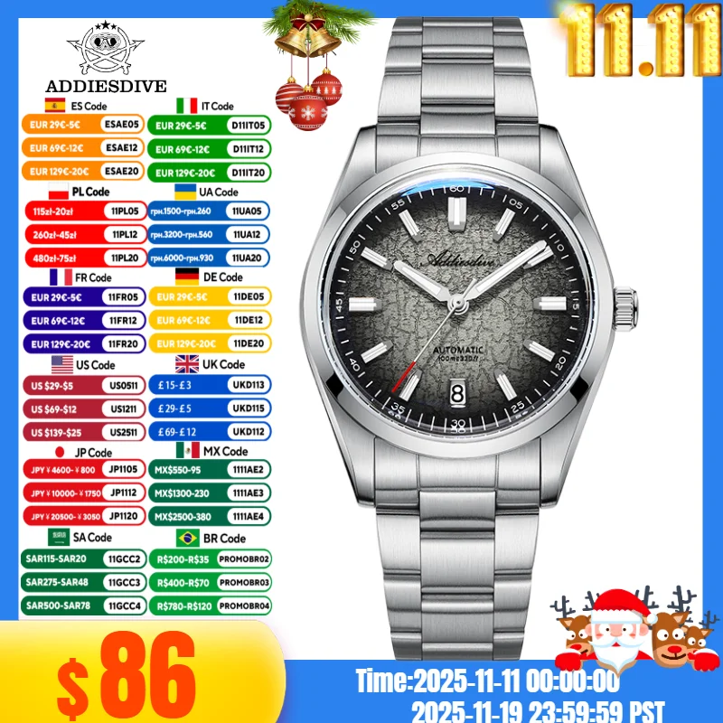 

ADDIESDIVE 39mm Watch For Men‘s 10Bar Waterproof BGW9 Super Luminous 8215 Automatic Mechanical Watches AD2531 reloj hombre