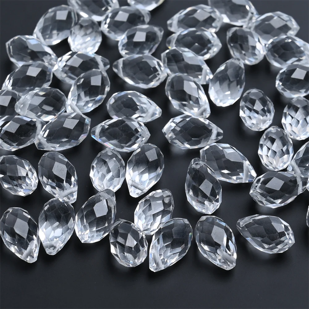 50pcs Crystal Teardrop Beads Chandelier Pendants Waterdrop Shape Faceted Beads for Jewelry Making DIY Earring Necklace Bracelets