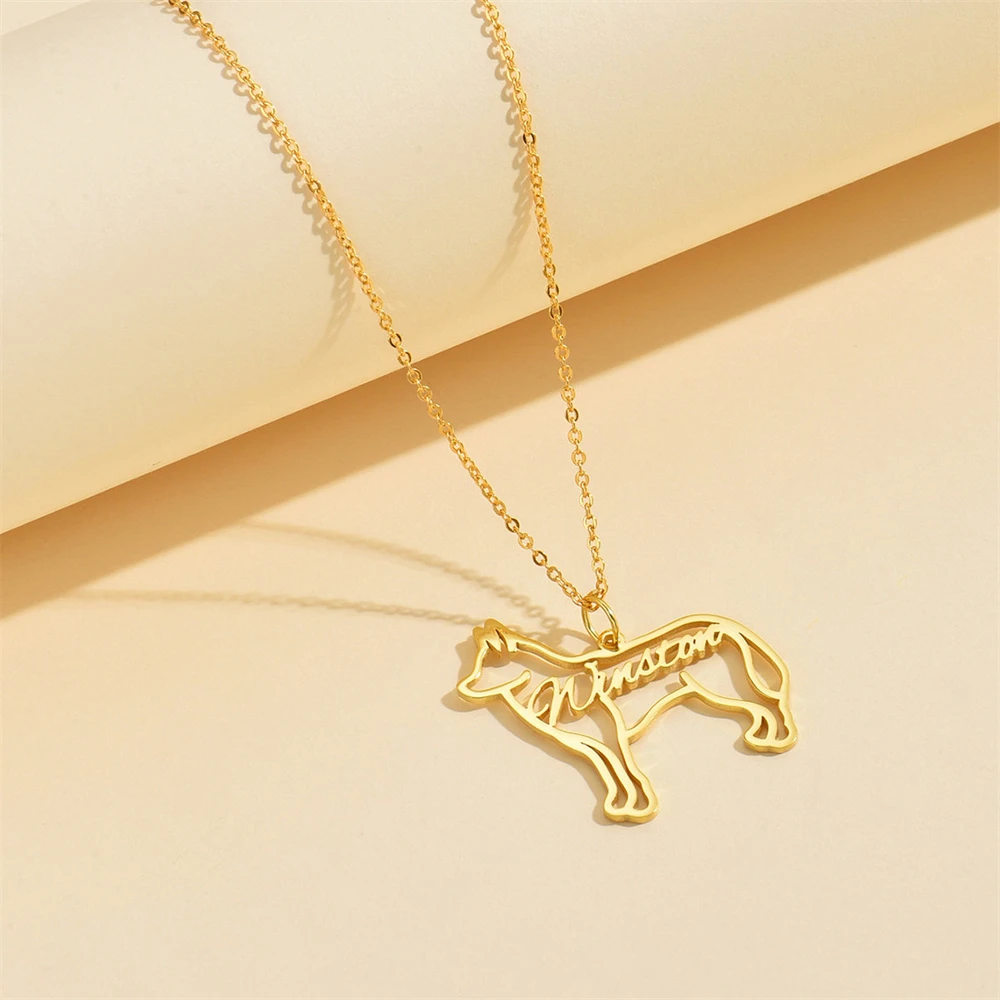 Custom Name Dog Necklace Personalized Memorial Gift Stainless Steel Jewelry Pet Name Necklace for Women Girl Animal Lover Choker