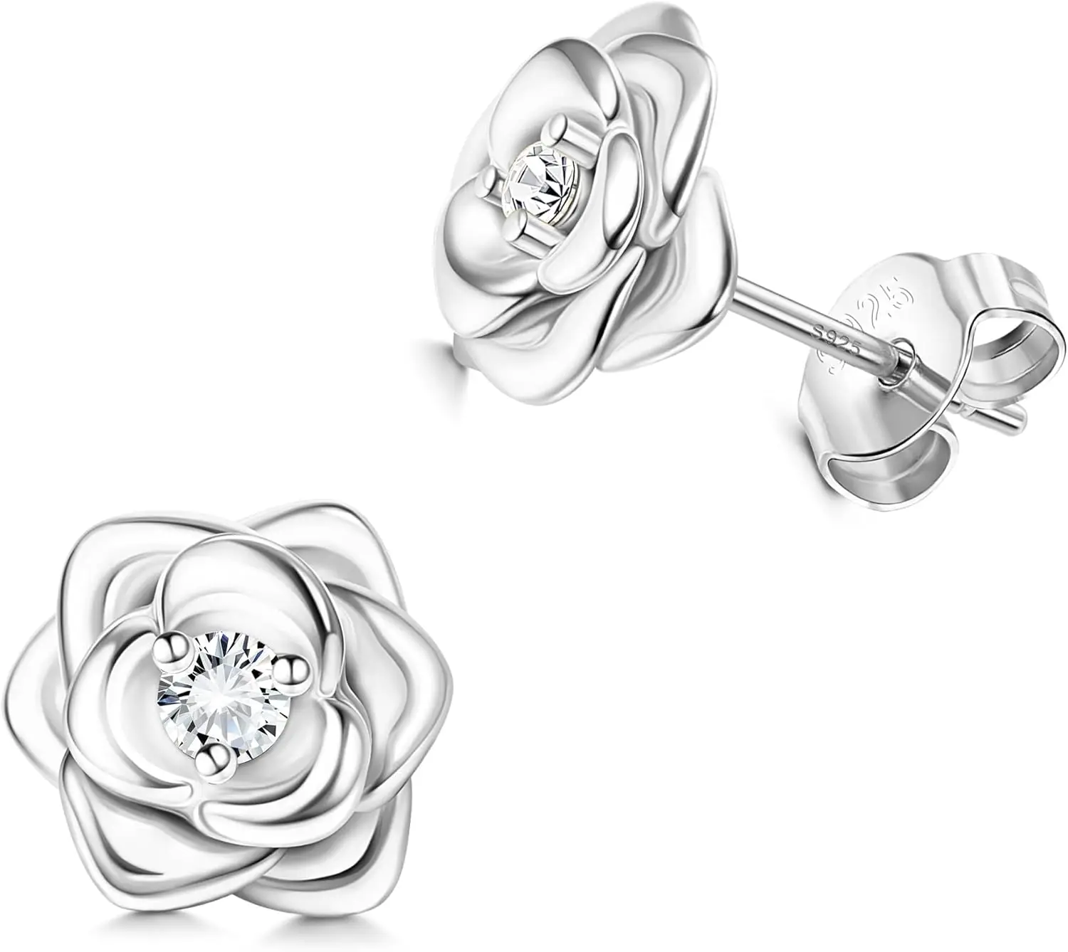 

Small Rose Stud Earrings Silver 925 Earrings for Women Girls Hypoallergenic Tiny Rose Flowers