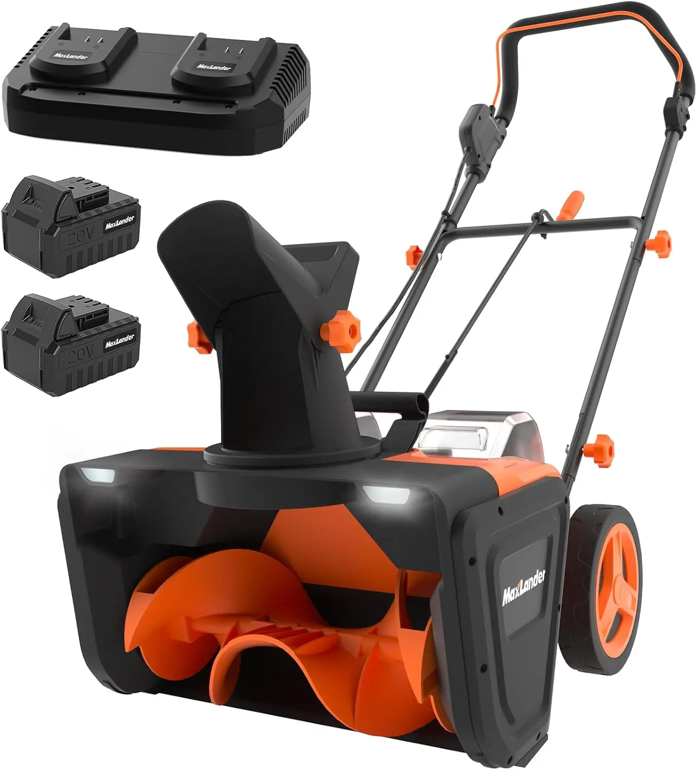 

MAXLANDER 40V 20-Inch Cordless Snow Blower Brushless with Dual LED Lights 180 Rotating Chute Includes Batteries and Charger