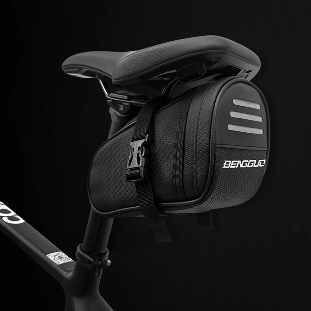 1L Portable Bike Tail Bag Waterproof Reflective Cycling Bag Large Capacity Bike Under Seat Pack for Outdoor Riding