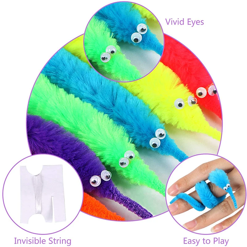 15Pcs Funny Gifts for Children Fuzzy Worm Magic Caterpillar Birthday Party Magic Show Props Kids Favorite Prize Prank Toys