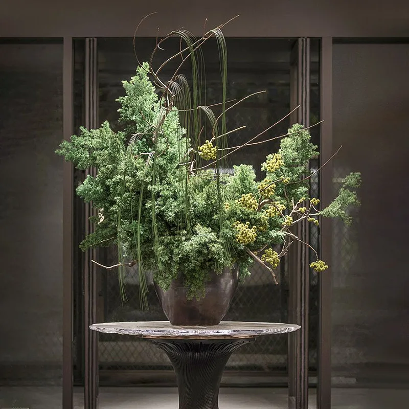 Simulation green plant large flower arrangement indoor entrance lobby bouquet countertop decoration