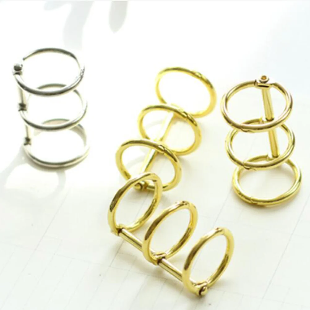 6 Pcs Metal Binder Three-holes Rings Photo Album Loose Leaf Key Fob Spiral Notebook