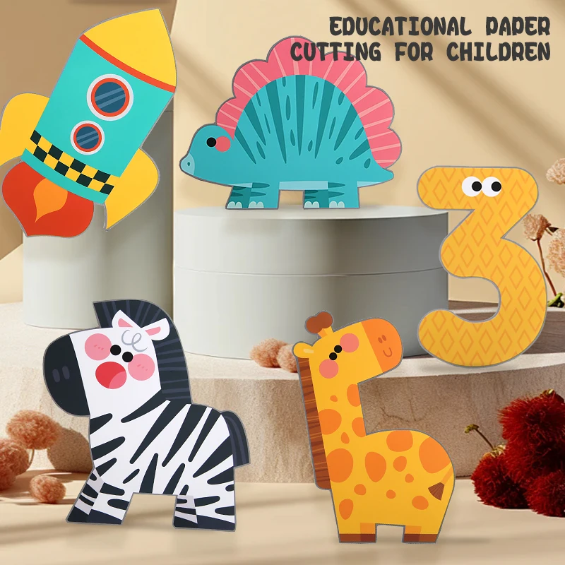 Kinderen Knutselwerk Speelgoed Cartoon Dier Origami Papier Snijboek Kinderen Papier Gesneden Puzzel Vroeg Leren Educatief Speelgoed Geschenken