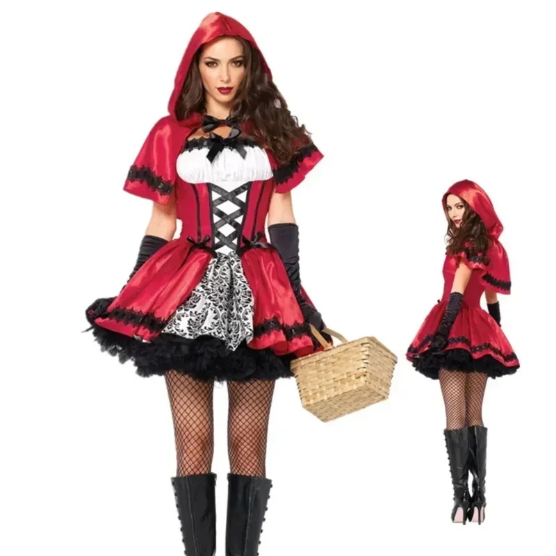 S-3XL Sexy  Adult Little Red Riding Hood Halloween Costume Masquerade Personalized Cosplay Uniform Stage Performance Costume