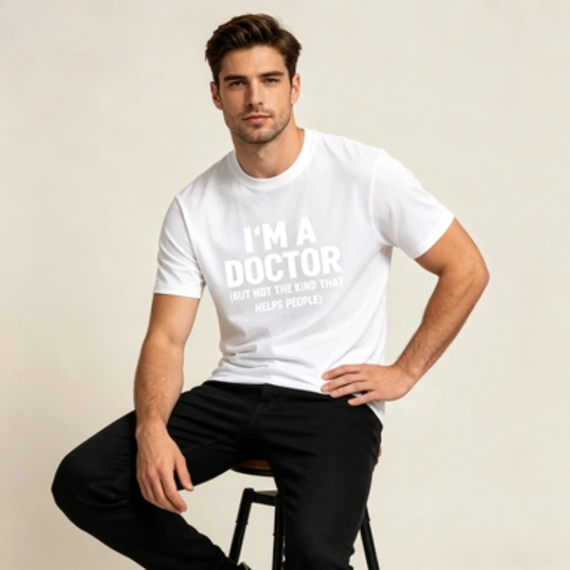 Men Modal Tee Funny I'm A Doctor Slogan Short Sleeve Tshirt Grad Student Casual Summer Street Top