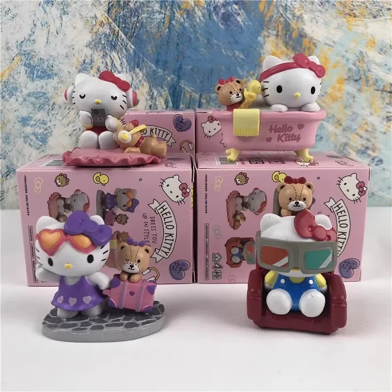 

Мультфильм Hello Kitty KT Cat аниме фигурка игрушка Kawaii модель слепая коробка игрушки коллекция украшения подарки на день рождения для детей