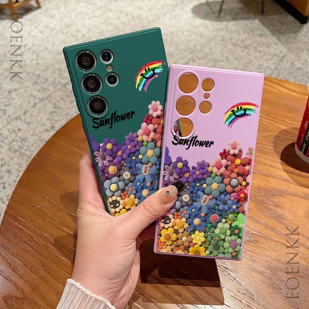 TPU Floral Phone Case For Samsung Galaxy S25 S24 S23 S22 S21 S20 Ultra FE Plus Note 10 20 Lite 5G Soft Silicone Bottom Cover