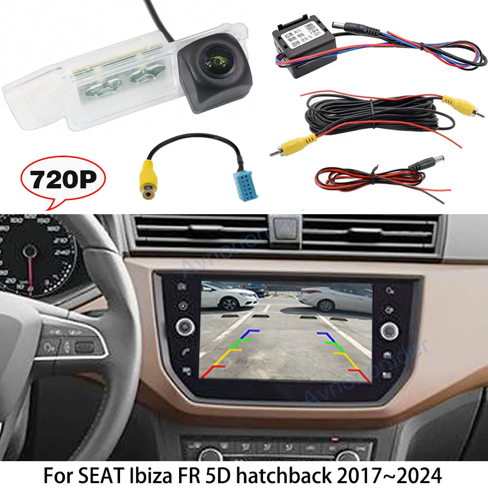 car-rear-view-camera-for-seat-ibiza-fr-5d-hatchback-2017-2018-2019~2024-mib-platform-oem-original-screen-hd-night-vision-cvbs