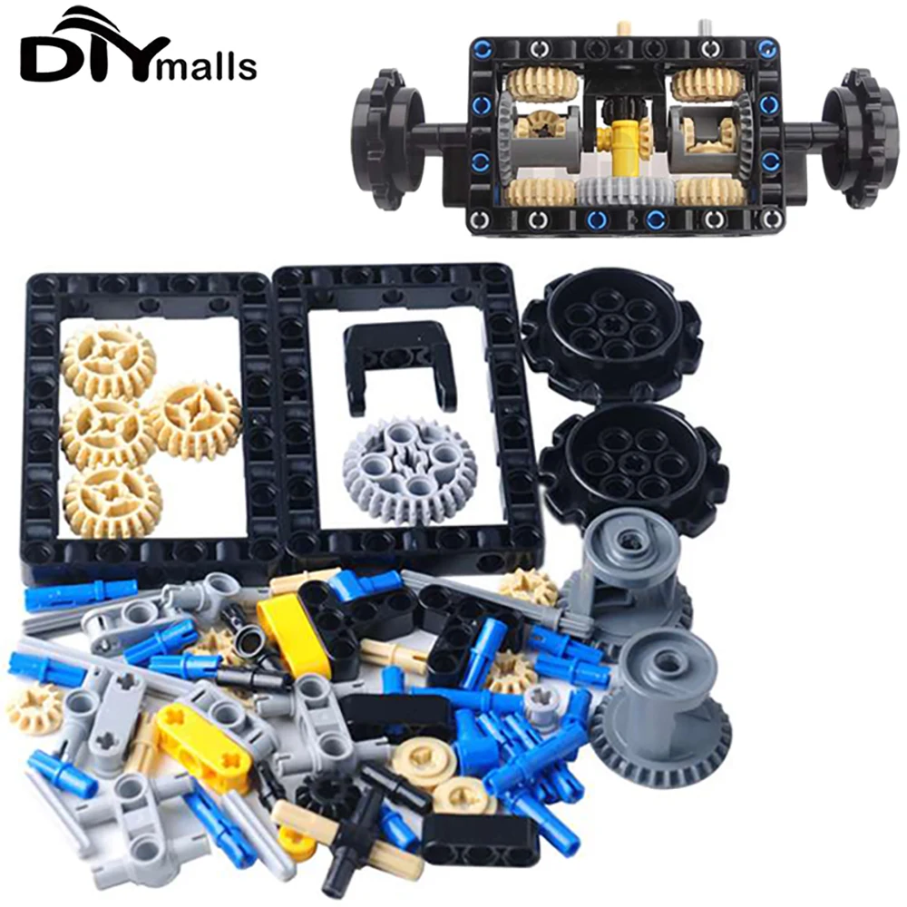 Technical Building Block Parts MOC 19788 Tank Steering Structure Gear Differential Hole Arm Beam Assembly Power Motor Control