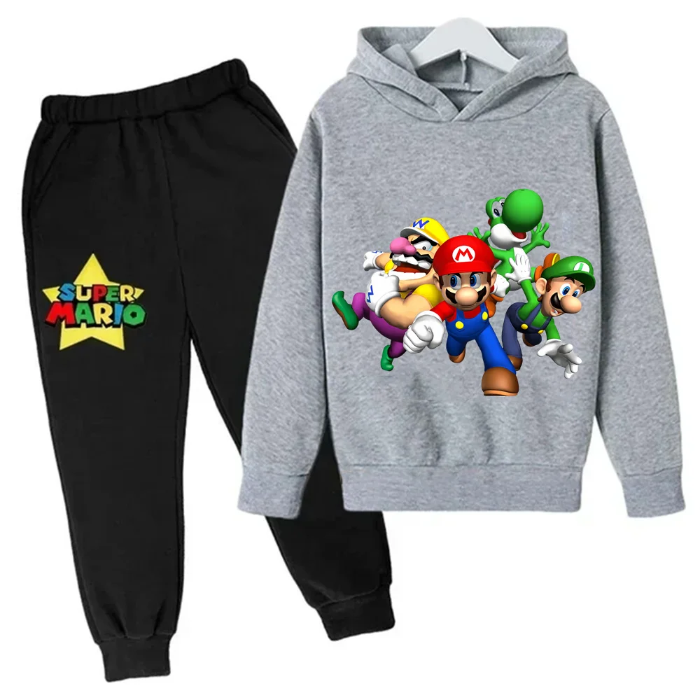 Mario Bros Suits Baby boys Girl Clothing Sets Super Mario Hoodies Tops +Pants 2pcs Set 4-14 Years Birthday Suit Boys Tracksuits