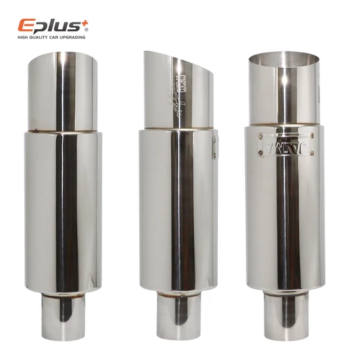 Tubo de escape de coche de acero inoxidable, silenciador de tambor recto, tubo de escape Universal de alta calidad O.D 51 57 63mm, salida 89mm de longitud 370mm