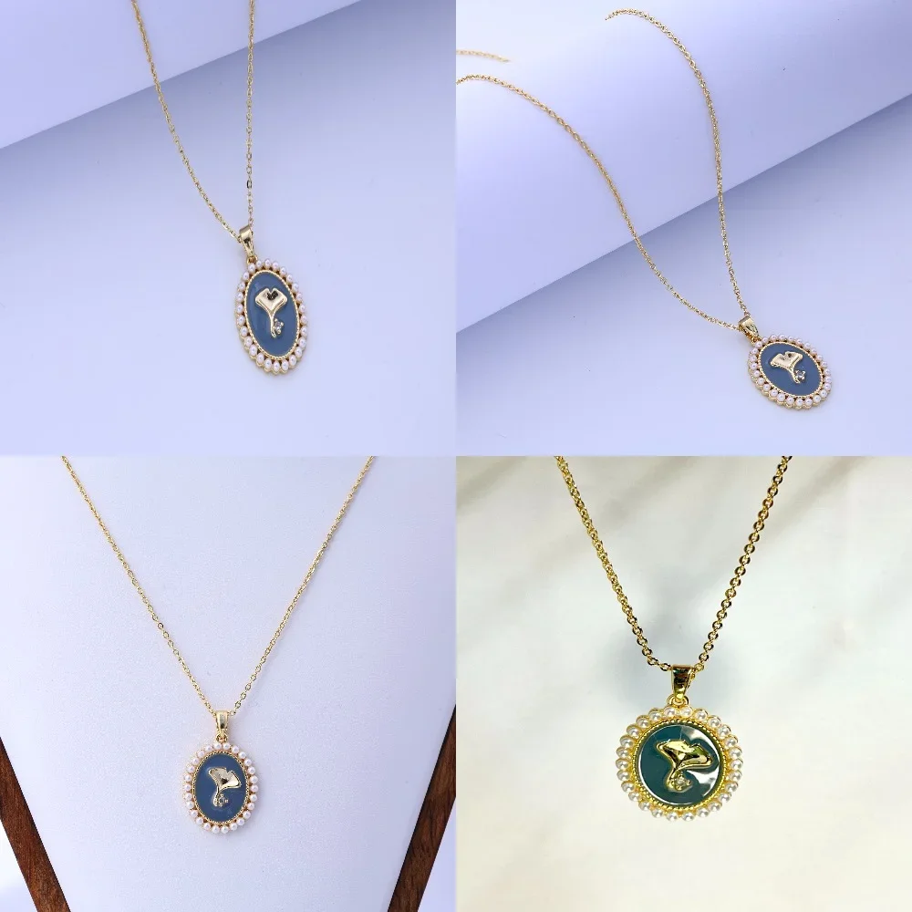 

New oil painting style color-blocking three-dimensional inlaid necklace fashionable design new Chinese-style light luxury enamel