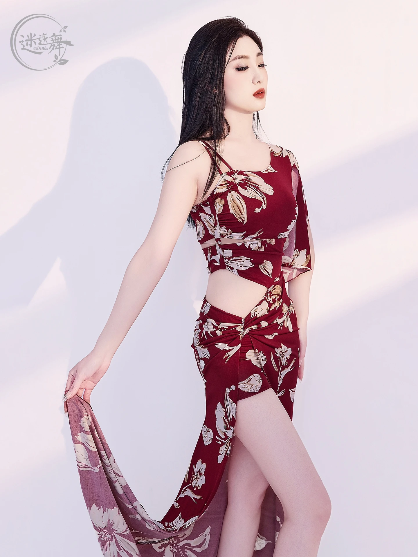 Kostium do tańca brzucha, spódnica z nadrukiem, strój do występów na stole, zakrywający brzuch, orientalny zestaw do ćwiczeń tańca, spódnica DW312