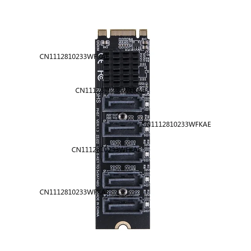M2 to SATA Adapter M.2 NGFF NVME to SATA3.0 Expansion Card B+M Key M-Key to 5/6 Ports SATA3.0 6Gbps Controller Riser for HDD SSD