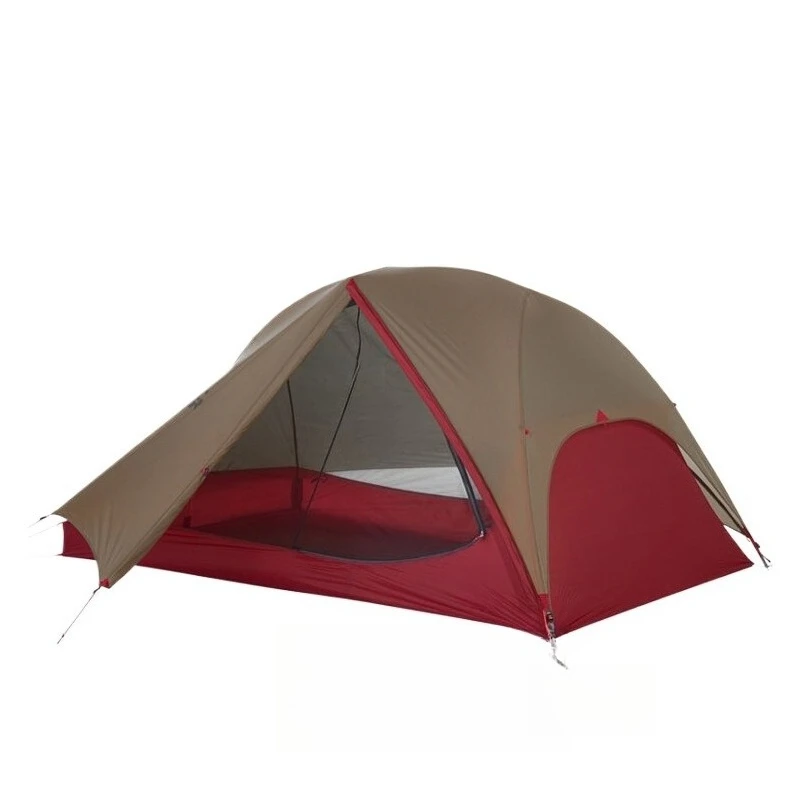 Outdoor camping double tent, large space ultra-light semi-self-standing weatherproof tent