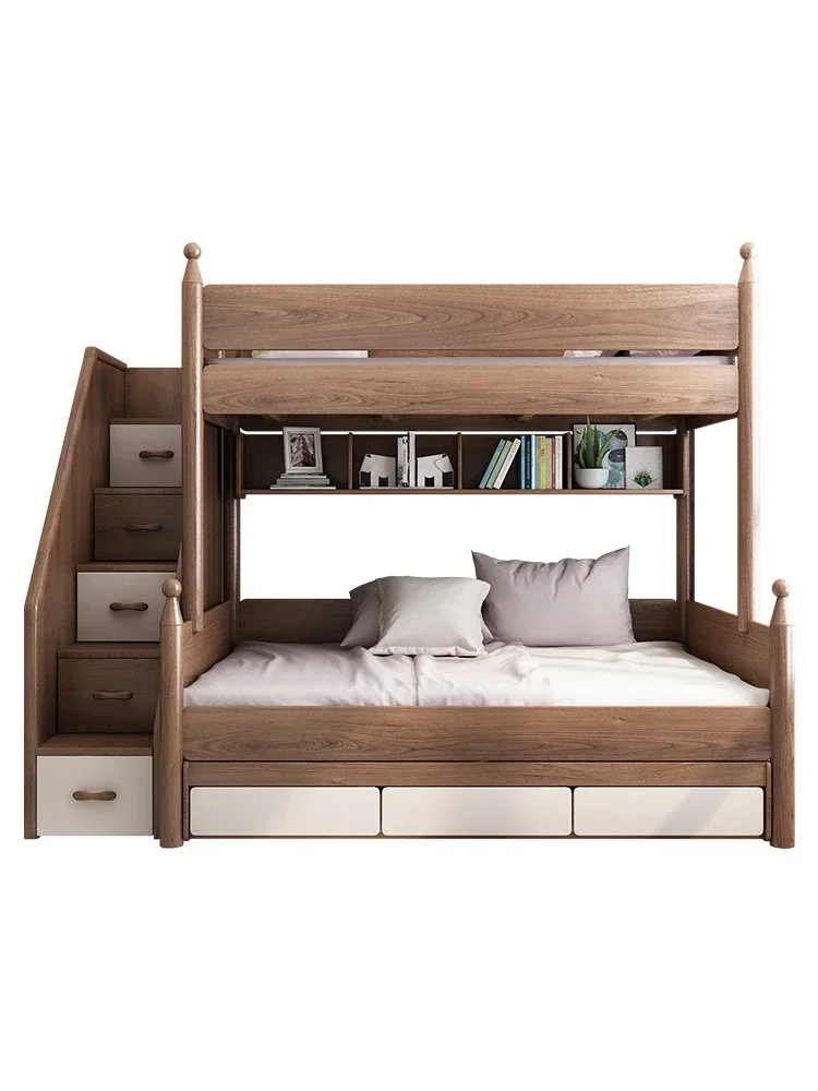 Solid wood high and low bed Adult upper and lower bunk wooden bed Double adult child upper and lower bed