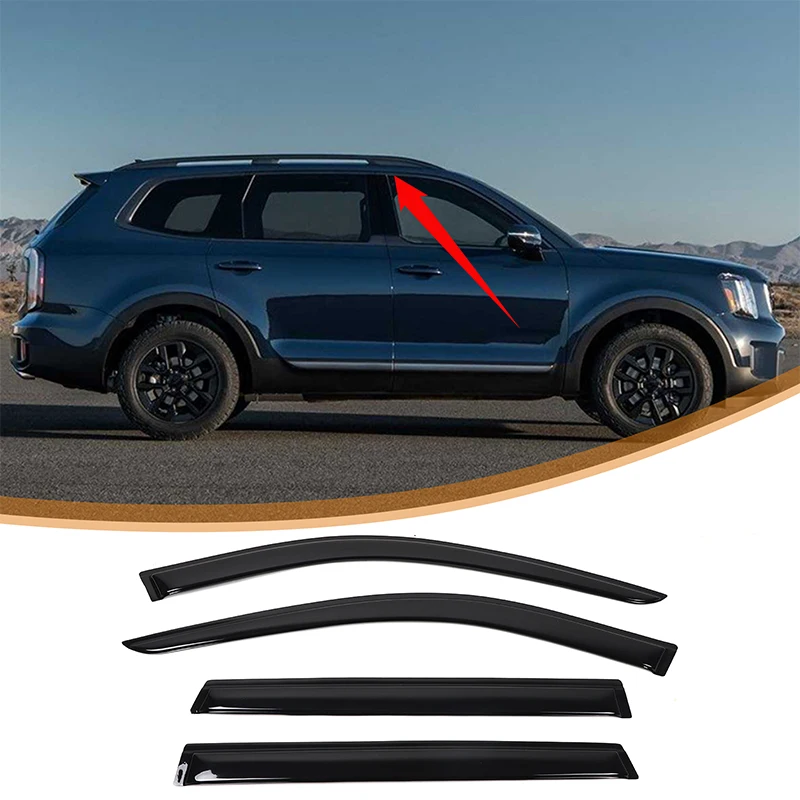 For Kia Telluride 2020-2024 Windshield Car Side Window Visors Trim Rain Guard Accessories