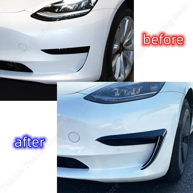 For Tesla Model 3 Front Bumper Spoiler Fog Lamp Cover Air Knife Splitter Model 3 Body Kit 2017 2018 2019 2020 2021 2022 2023